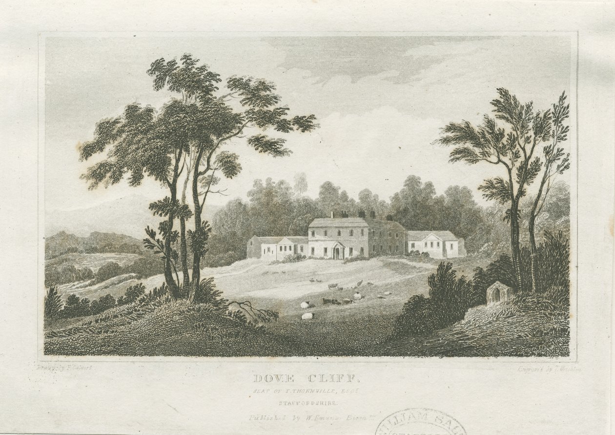 Burton-upon-Trent - Dove Cliff: gravure, vers 1830 - Frederick Calvert