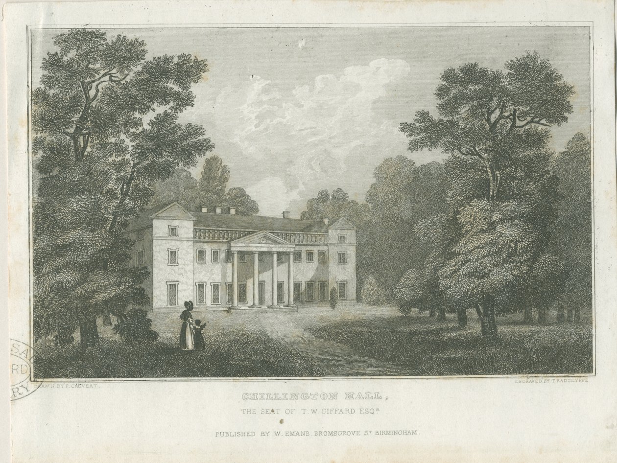 Chillington Hall: gravure, nd [1830] - Frederick Calvert