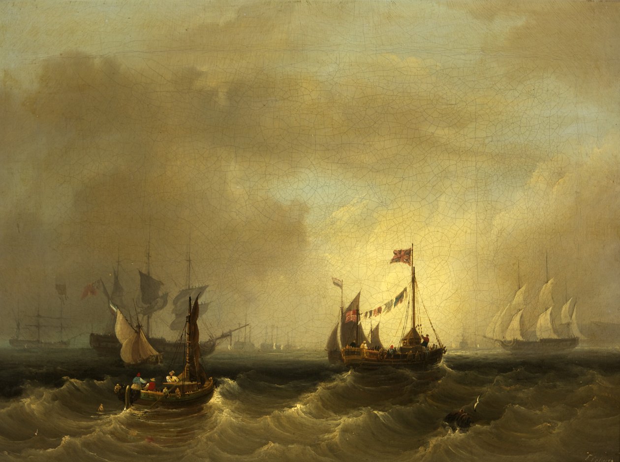 Paysage marin avec bateaux - Frederick Calvert