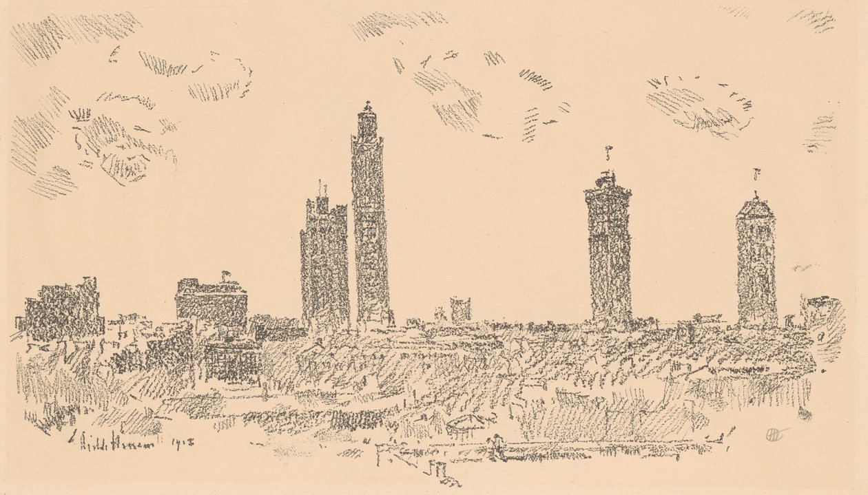 Skyline de New York, bâtiments sombres, 1918 - Frederick Childe Hassam