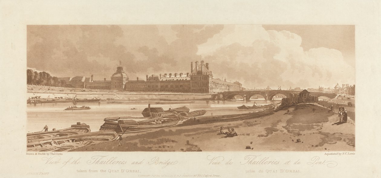 Le volume Emanuel : Planche 1 des Vues de Paris ; Vue des Tuileries et du Pont, prise du Quai d