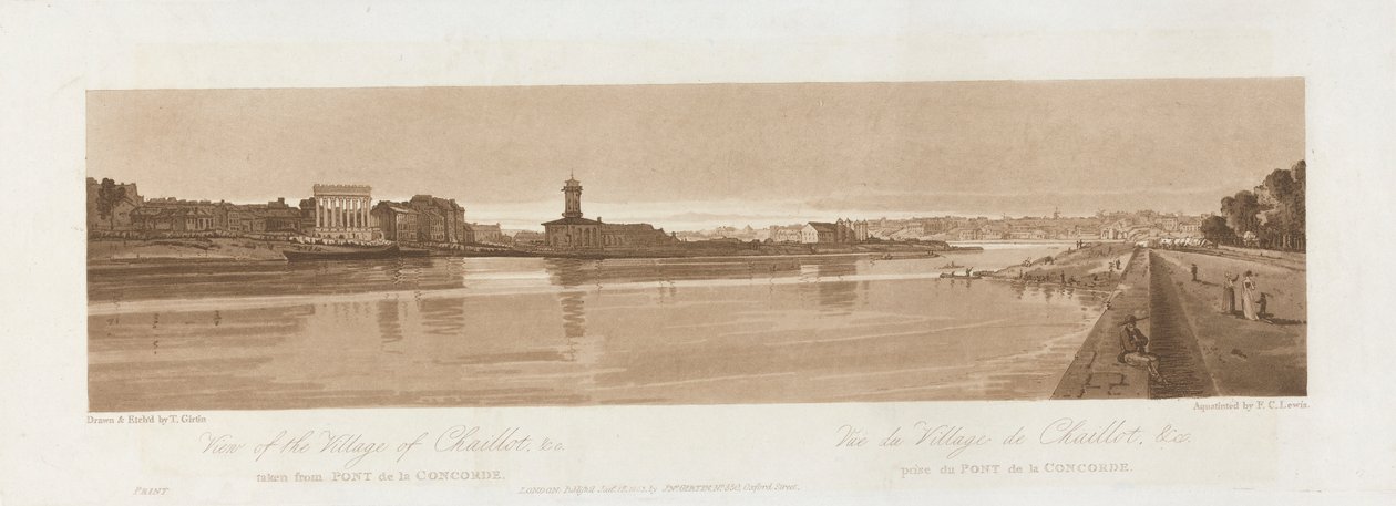 Vue du village de Chaillot & C. prise du Pont de la Concorde 1803 ; Planche 17 des Vues de Paris, le volume Emanuel traçage de la planche B1981.25.2626 - Frederick Christian Lewis the Elder