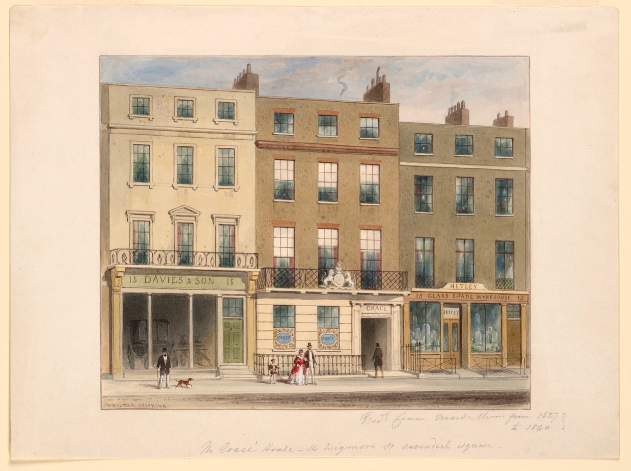 Extérieur, établissement Frederick Crace and Son, 14 Wigmore Street, Londres - Frederick Crace