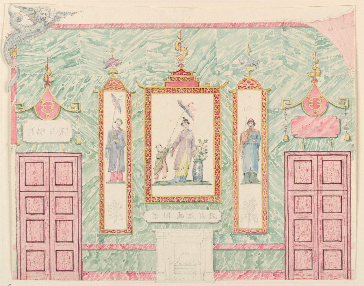 Élévation murale, probablement pour la salle de banquet, Pavillon Royal, Brighton - Frederick Crace