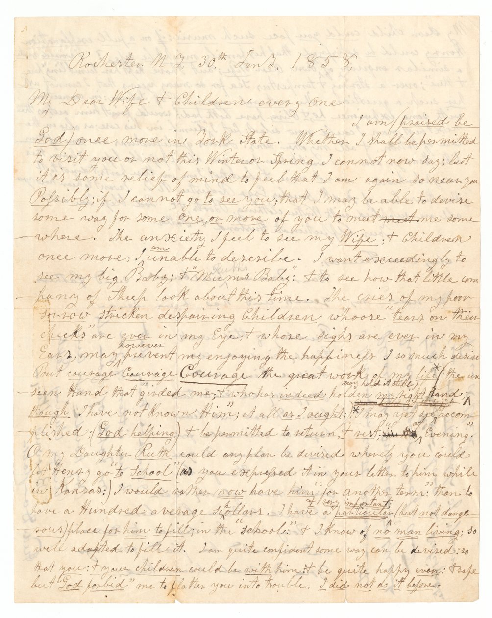 Lettre écrite par John Brown et Frederick Douglass à la femme et aux enfants de Brown, 30 janvier 1858 - Frederick Douglass