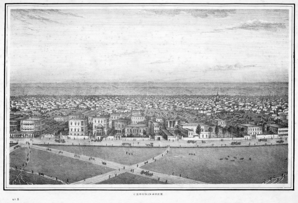 Chowringhee, Calcutta, Inde, vers 1840 - Frederick Fiebig