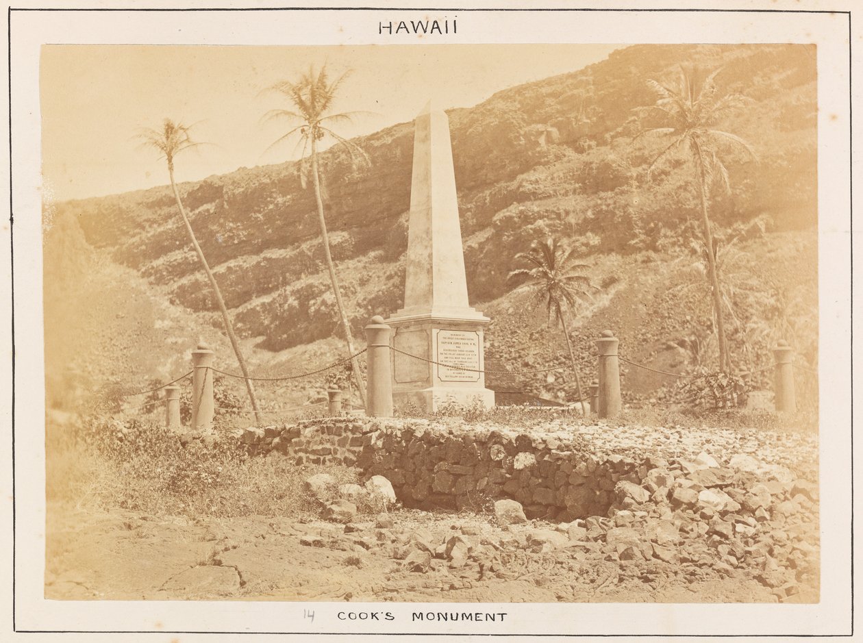 Station du Pacifique sur le HMS Triumph - Planche 14, Monument de Cook, Hawaï - Frederick George Denham Bedford