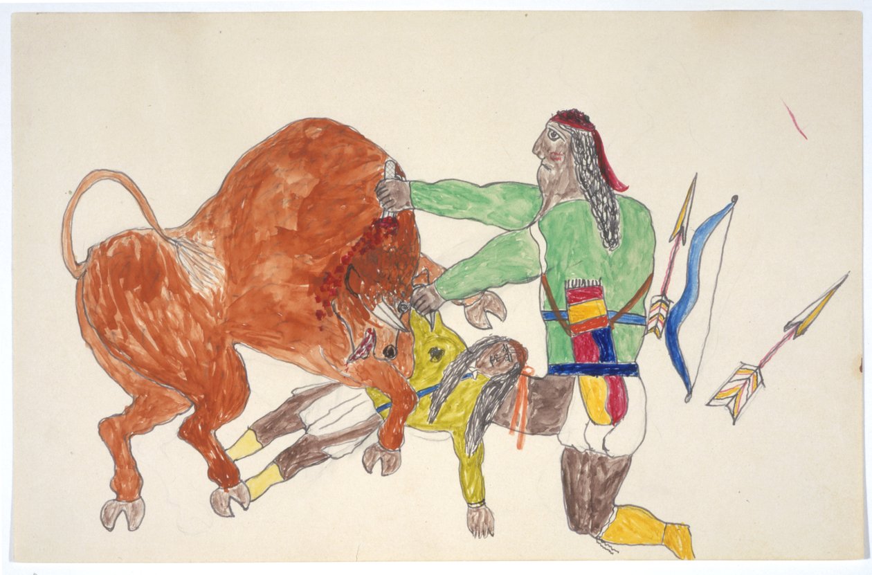 Bison piétinant un homme | Frederick Gokliz
