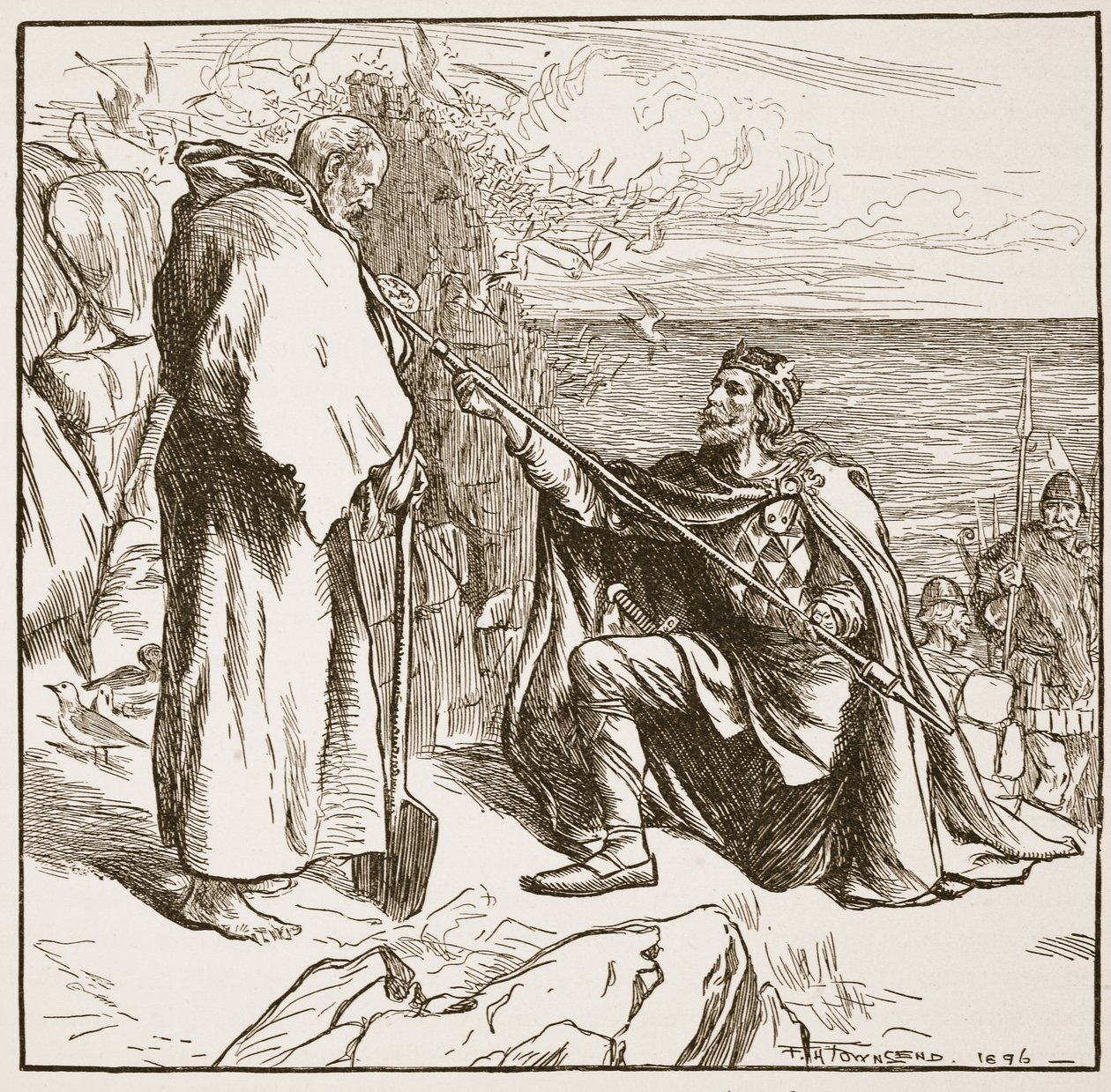 Egfrid suppliant Saint Cuthbert, illustration de 