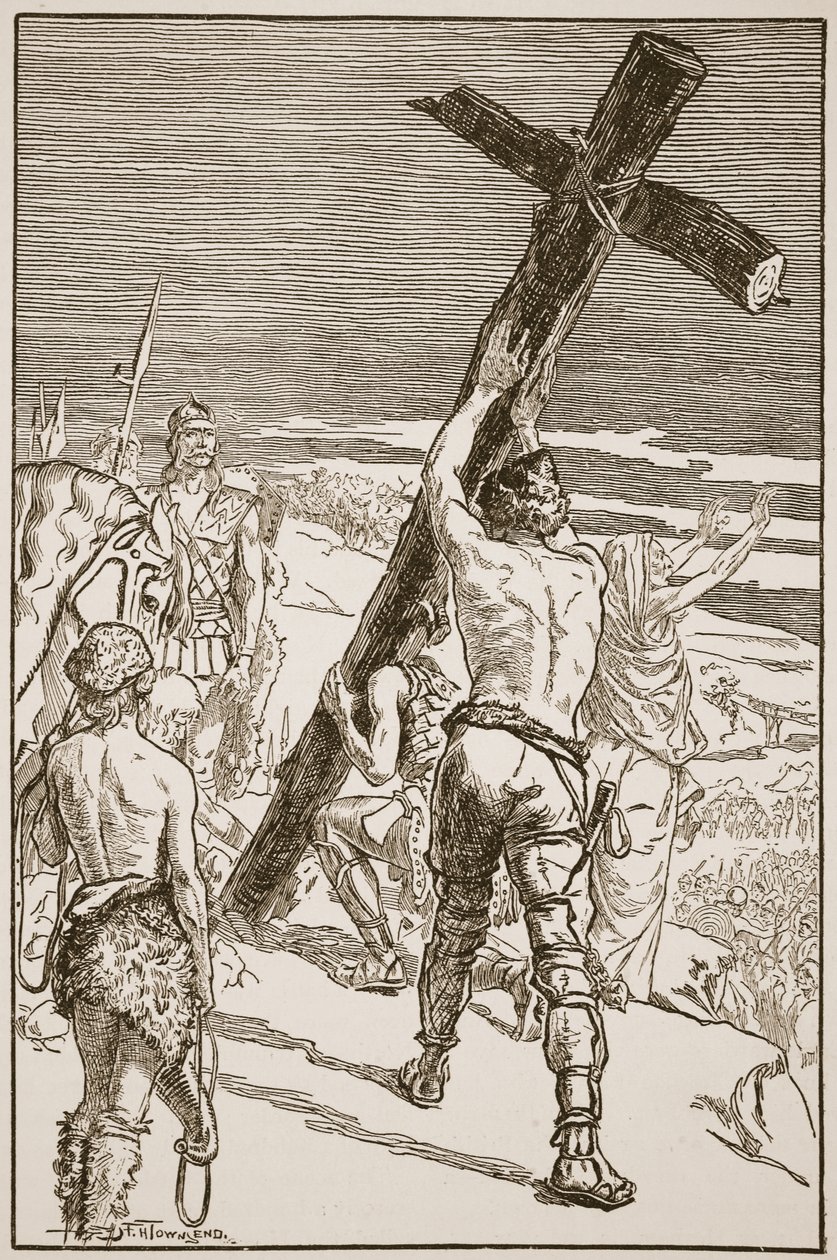 Oswald érigeant la croix, illustration de 