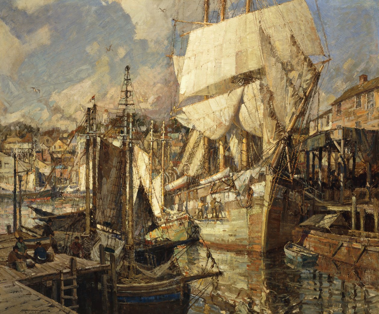 Navire de sel de Cadix, port de Gloucester - Frederick John Mulhaupt