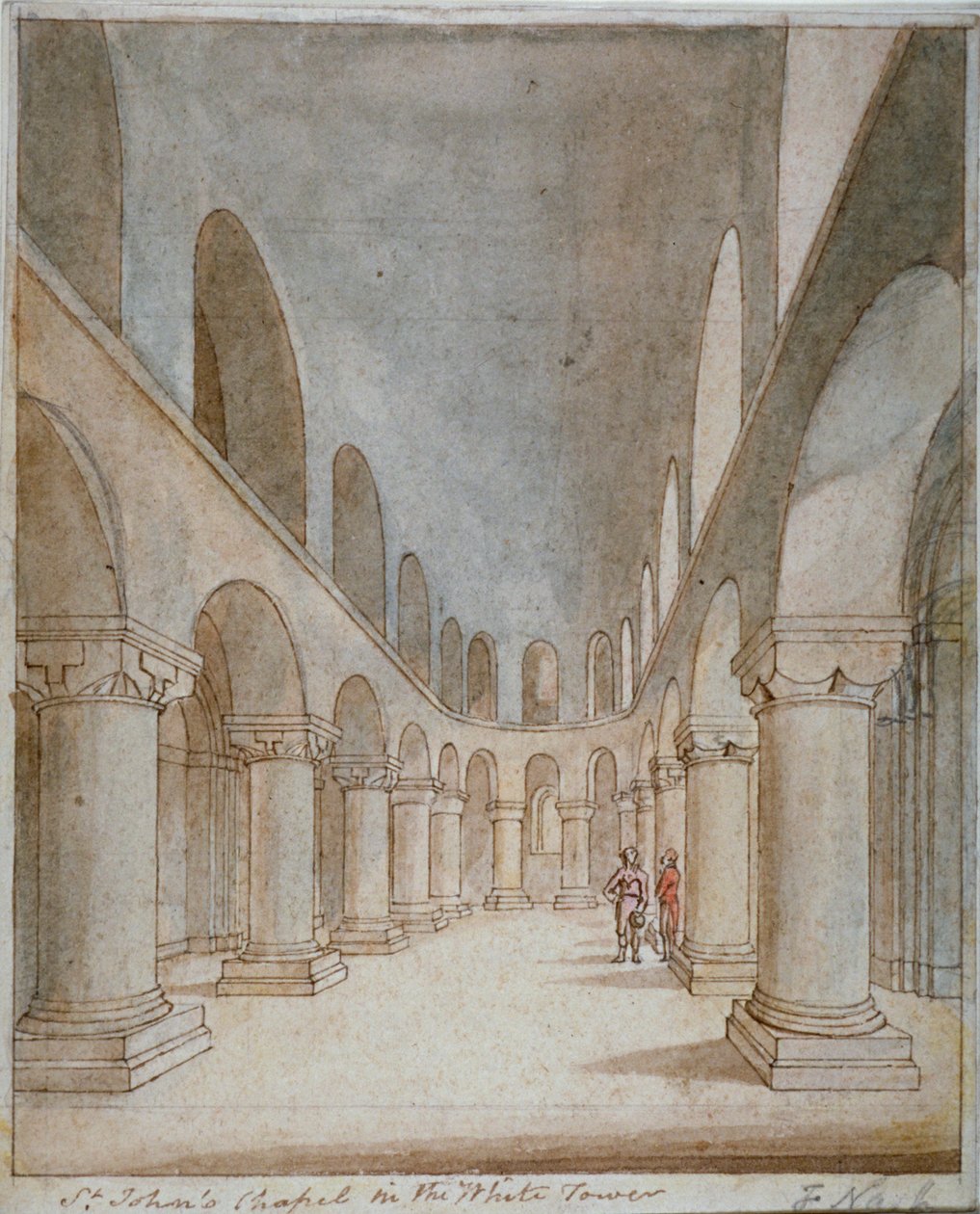 Vue intérieure de la chapelle Saint-Jean, Tour de Londres - Frederick Nash