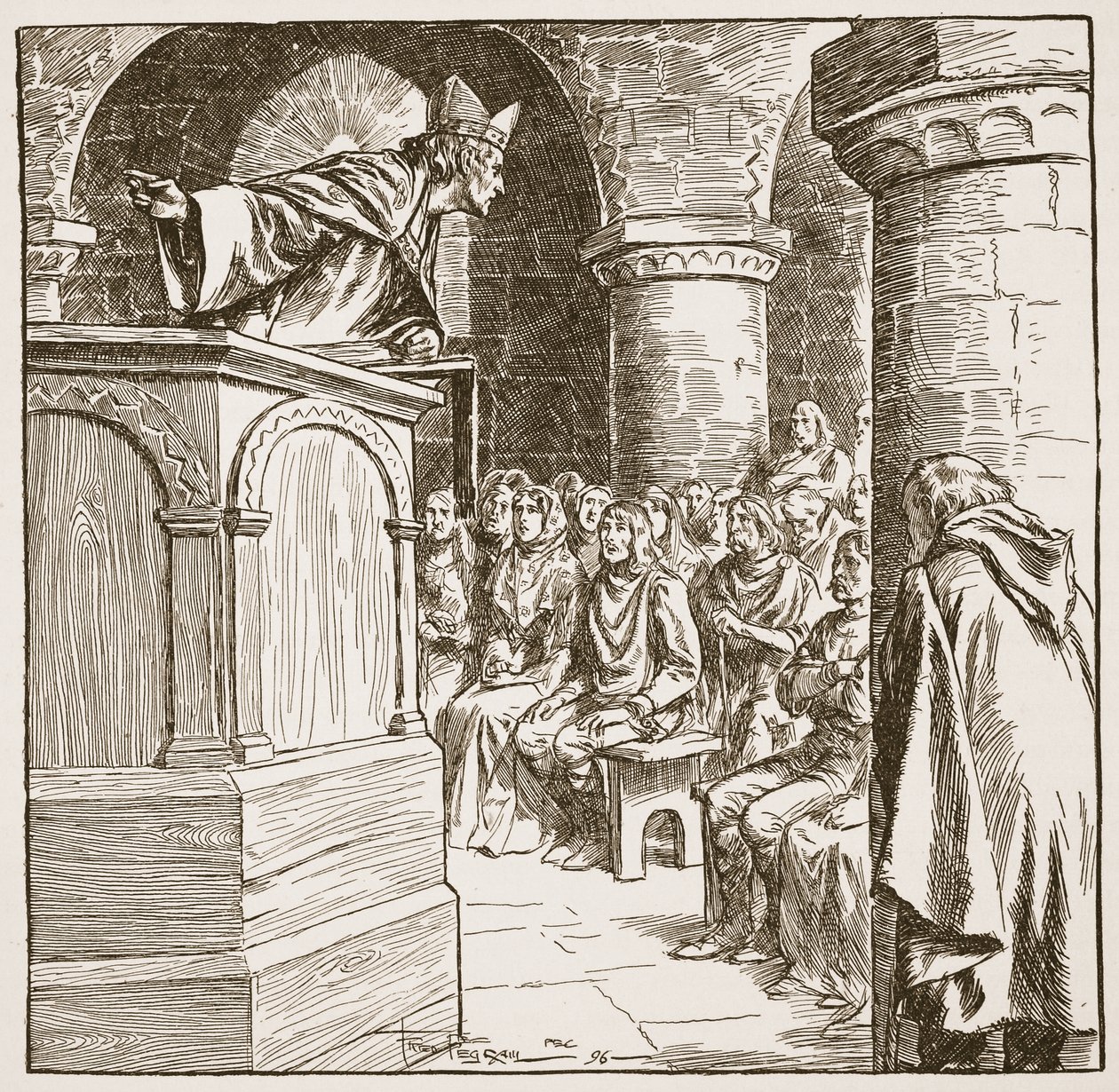 Dernier sermon de Dunstan, illustration de 