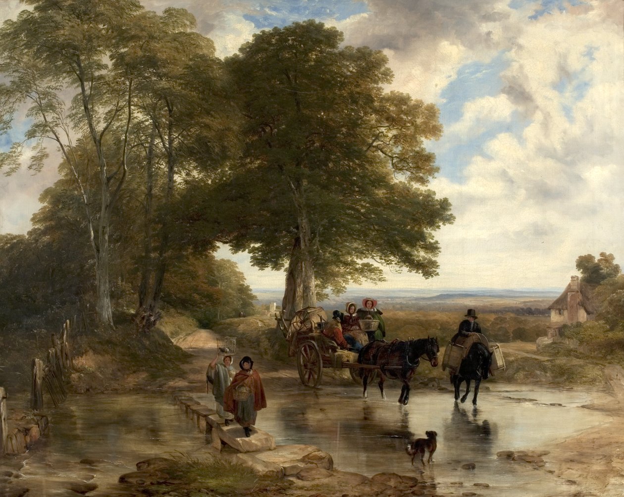 Chariot de marché à un ruisseau, 1845 - Frederick Richard Lee