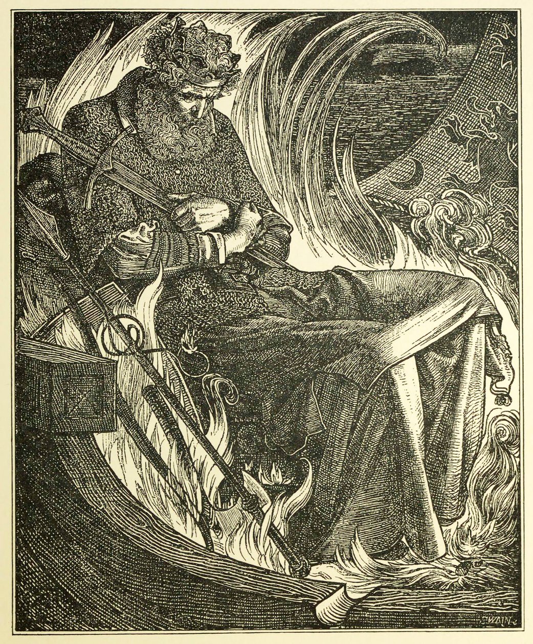Mort du roi Warwulf, pub. 1915 - Frederick Sandys