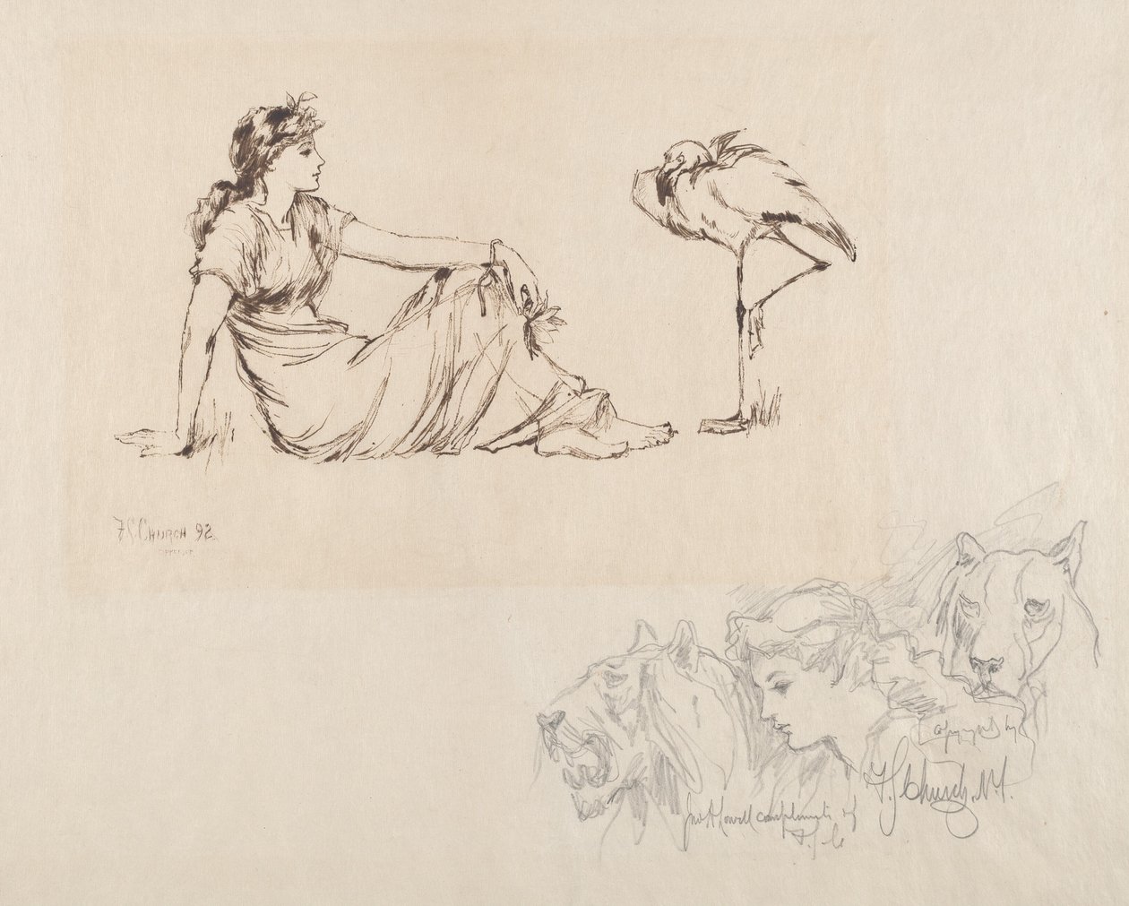 Femme et une grue (Vigilance ?) - Frederick Stuart Church