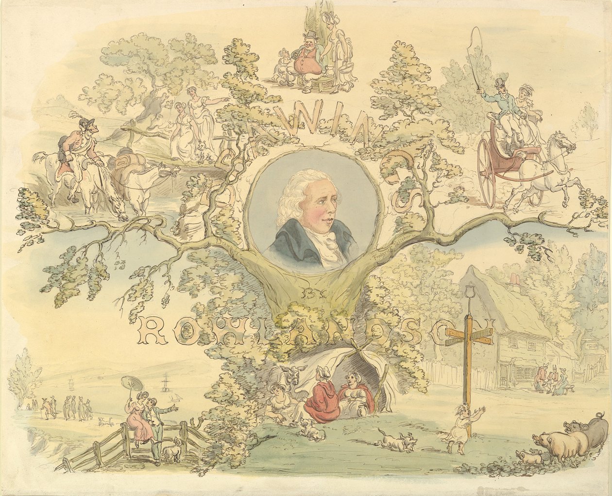 Conception pour une page de titre à la manière de Rowlandson, 1858-1914 - Frederick William Pailthorpe