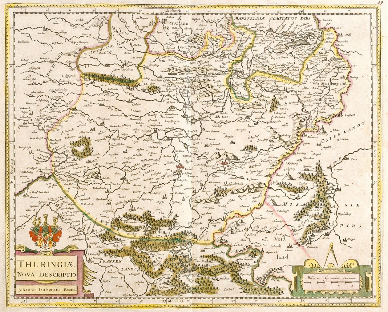 Carte de la Thuringe, Allemagne - Frederick de Wit