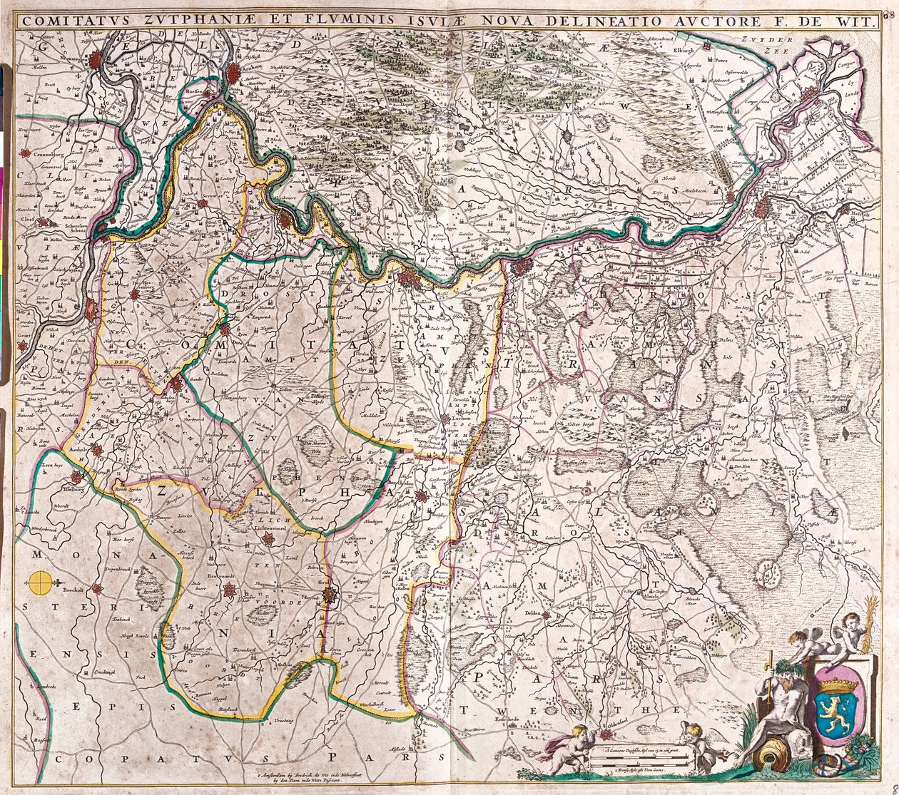 Carte du Comté de Zutphen, Allemagne - Frederick de Wit