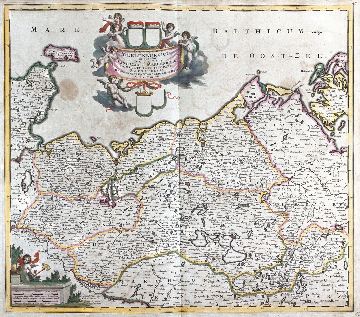 Carte du Duché de Mecklembourg Schwerin (Allemagne) - Frederick de Wit