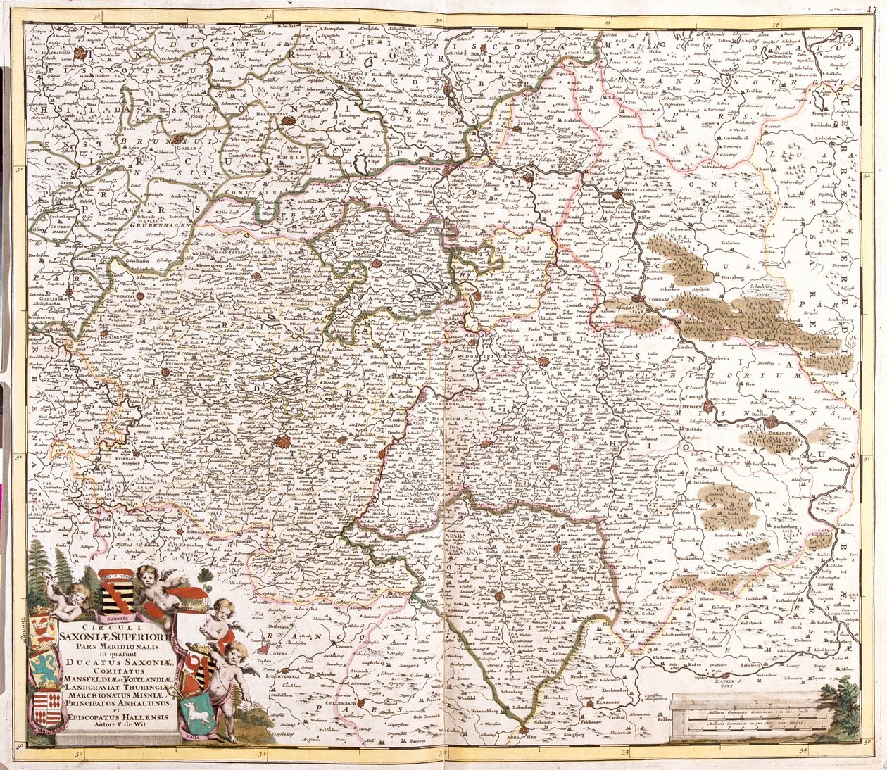 Carte du Duché de Saxe, Allemagne - Frederick de Wit