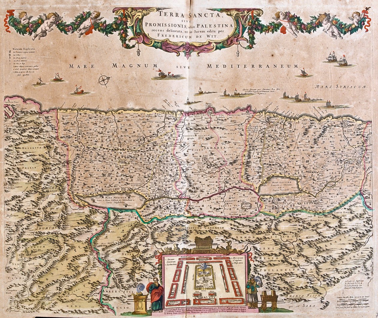 Carte de la Terre Sainte (Israël, Palestine) - Frederick de Wit