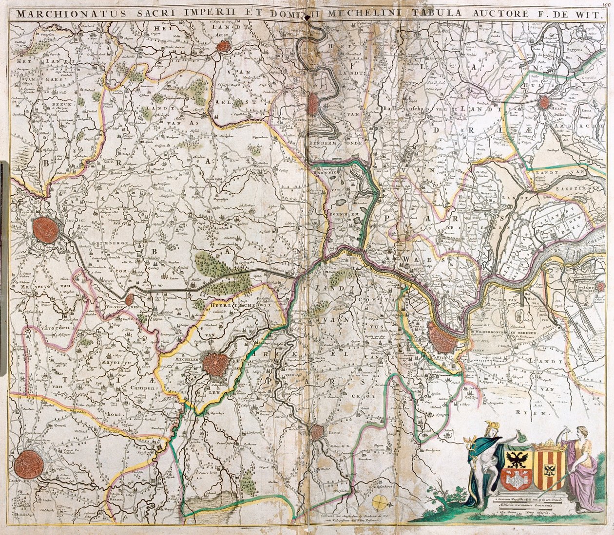 Carte des Marquisats du Saint-Empire romain germanique et de la Seigneurie de Malines (Pays-Bas) (gravure) - Frederick de Wit