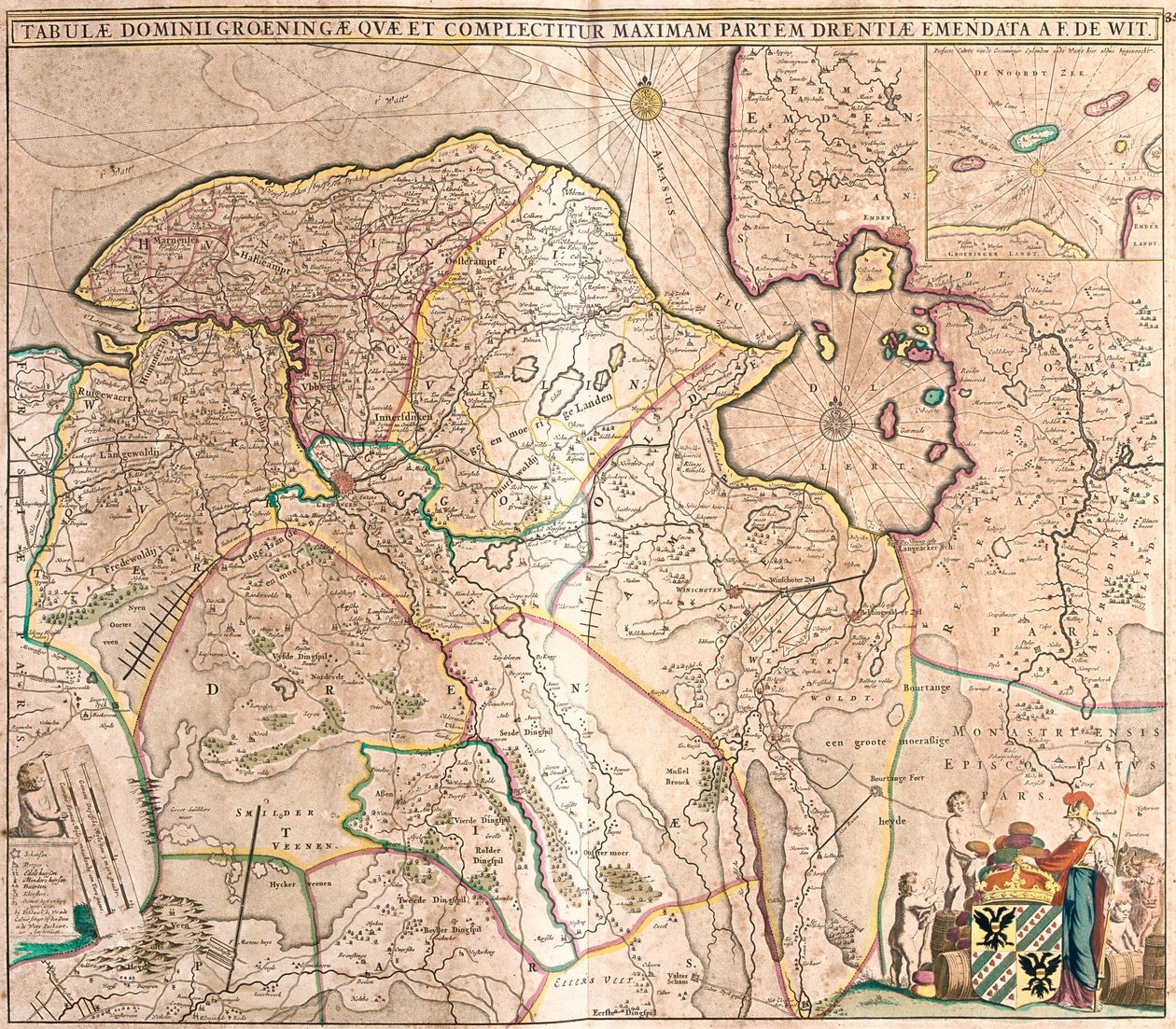 Carte de la province de Groningue (Pays-Bas) - Frederick de Wit