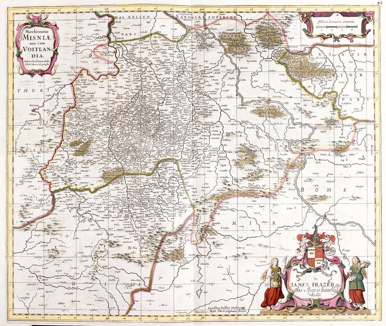 Carte de la marche (margraviat) de Misnie (Allemagne) (gravure) - Frederick de Wit