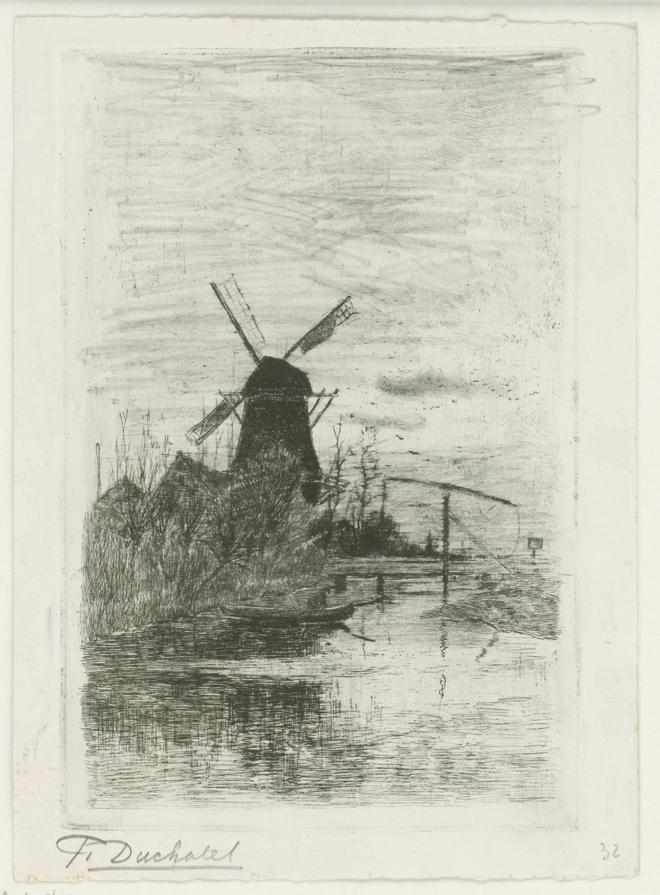 Le pêcheur - Fredericus Jacobus van Rossum du Chattel (signed by artist)