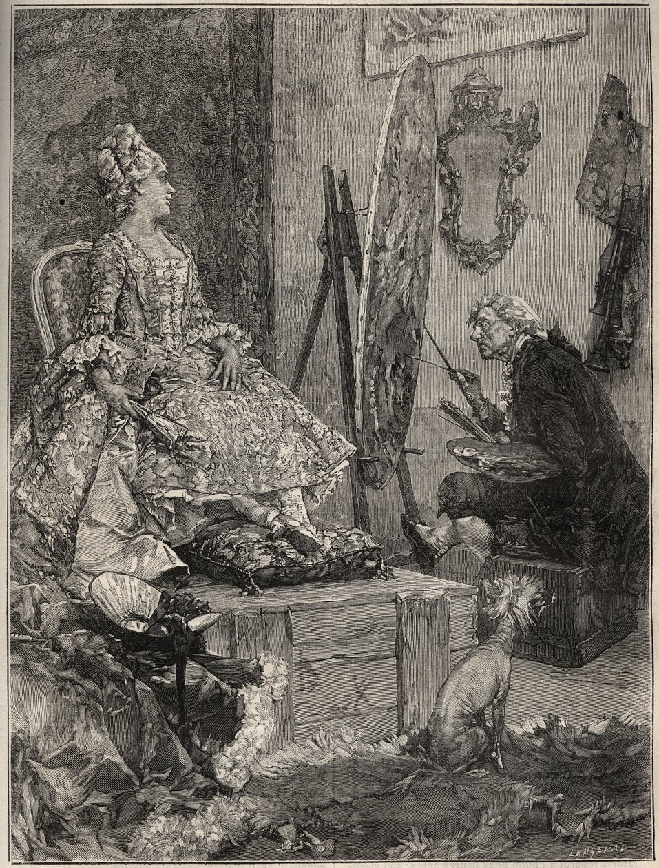 François Boucher (1703-1770) peignant le portrait de Jeanne Antoinette Poisson, Marquise de Pompadour (connue sous le nom de Madame de Pompadour) - Frederik Hendrik (after) Kaemmerer