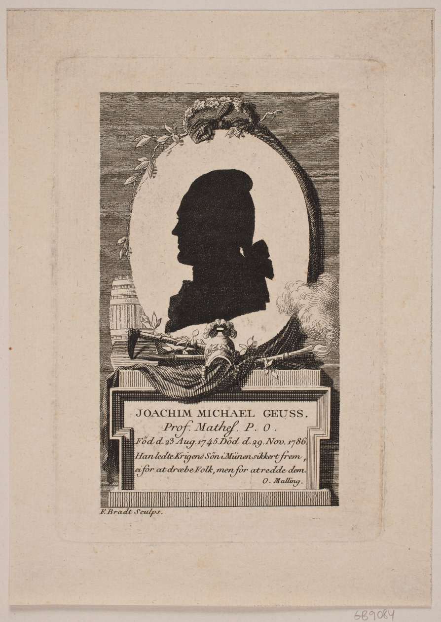 Silhouette du Prof. Joachim Michael Geuss, profil gauche - Frederik Ludvig  Bradt