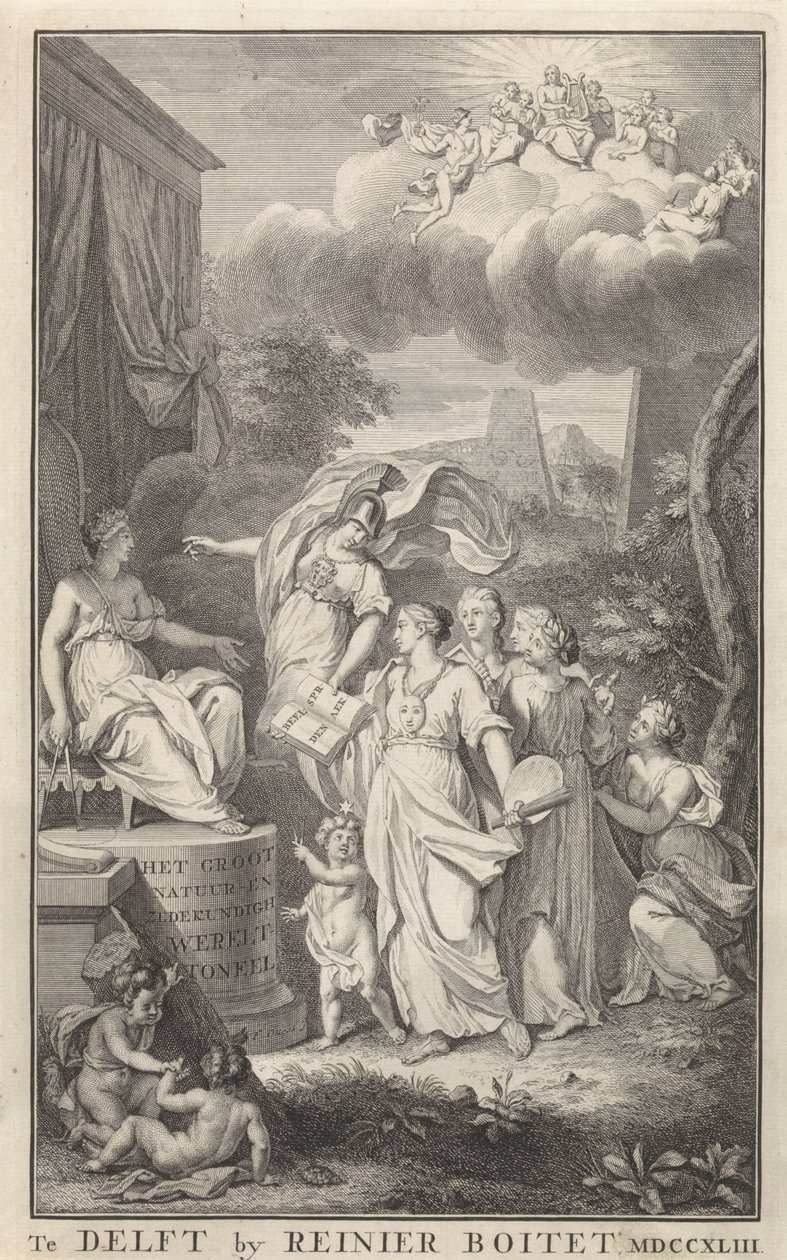 Minerva et les Arts devant une figure trônante - Frederik Ottens