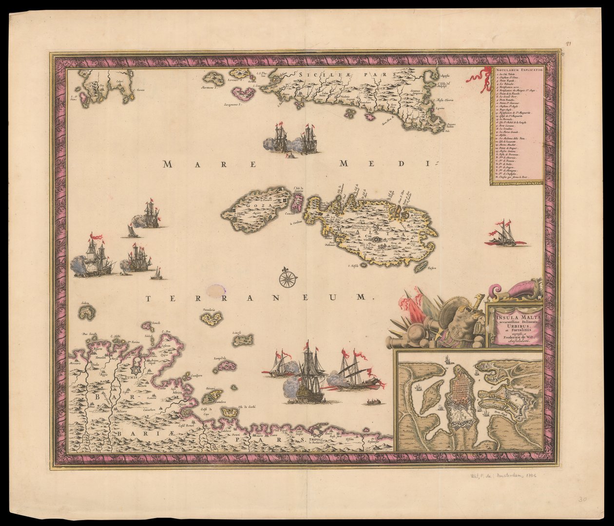 Insula Malta accuratißime Delineata Urbibus et Fortalitiis expressa - Frederik de Wit