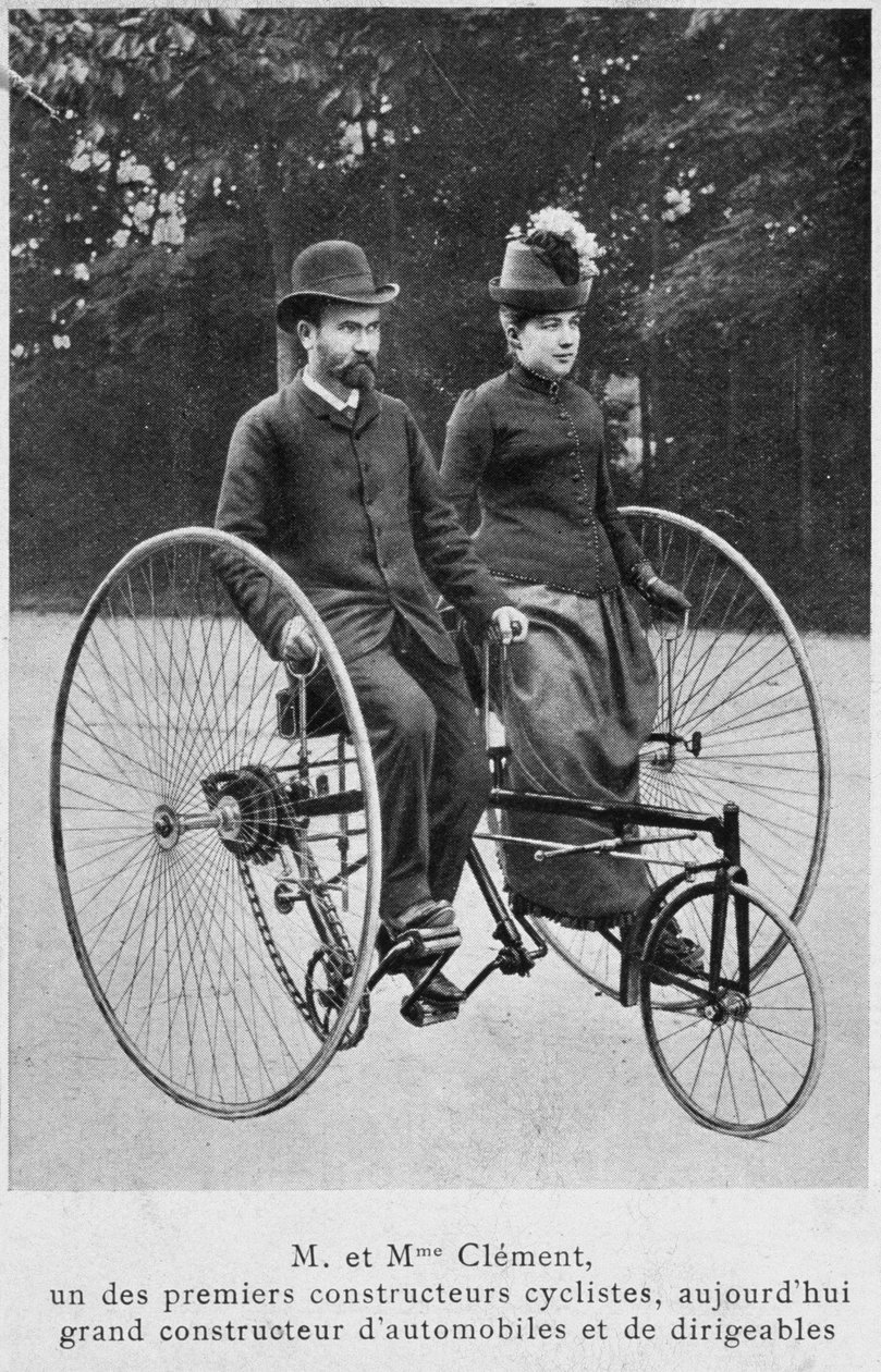 Adolphe Clément et sa femme sur un tricycle - French Photographer