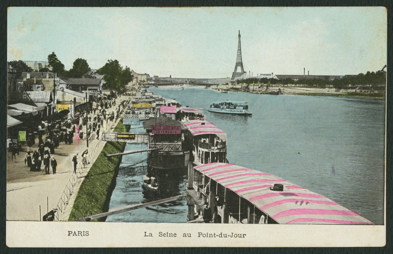 Carte postale représentant la Seine à Point-du-Jour, vers 1900 - French Photographer