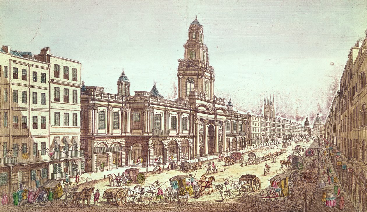 Vue de la Bourse Royale, gravée par Moithey, vers 1754 - French School