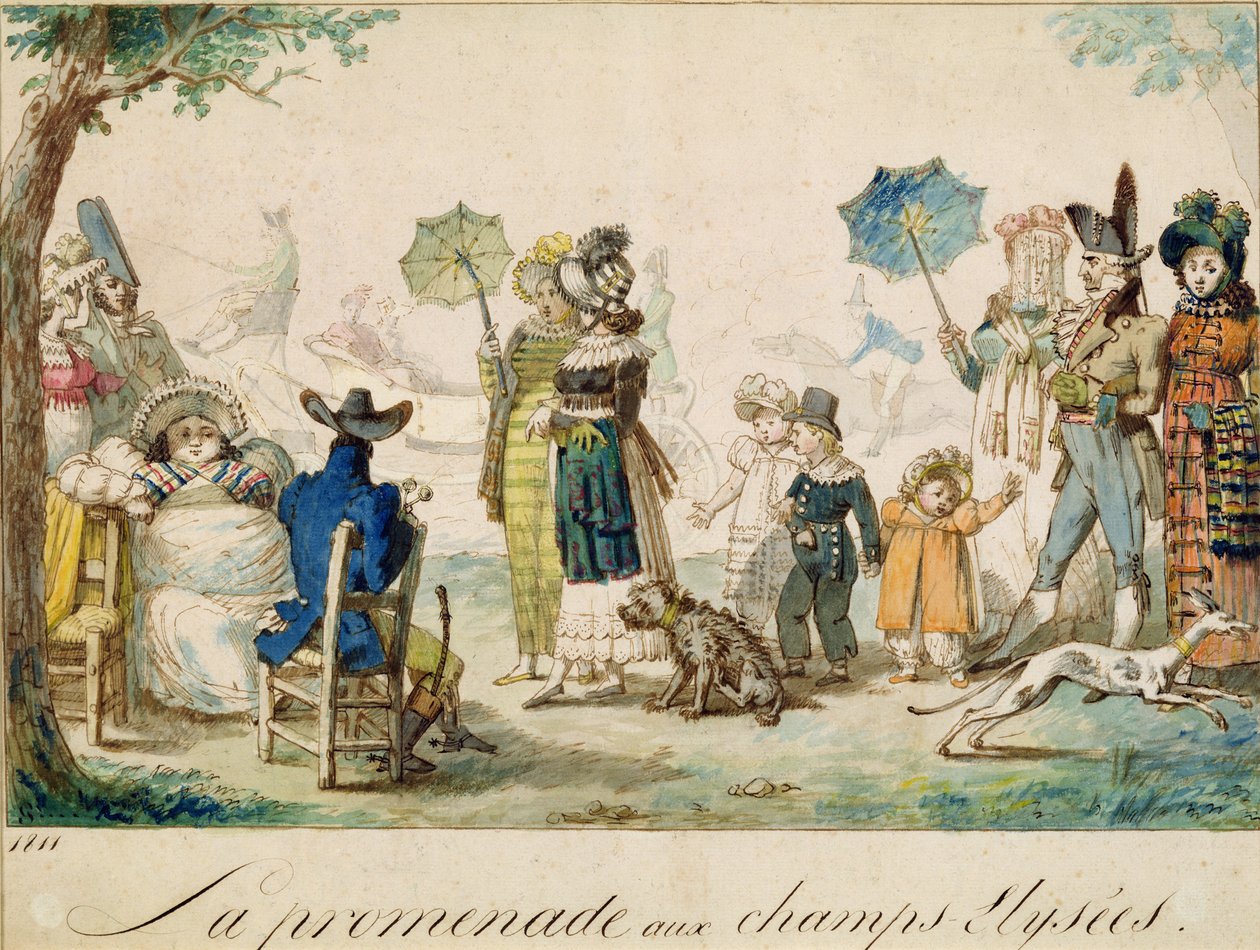 Une promenade dans les Champs-Élysées, 1811 - French School