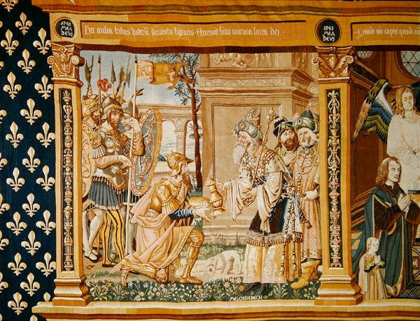 Abraham recevant du pain et du vin de Melchisédek (détail) - French School