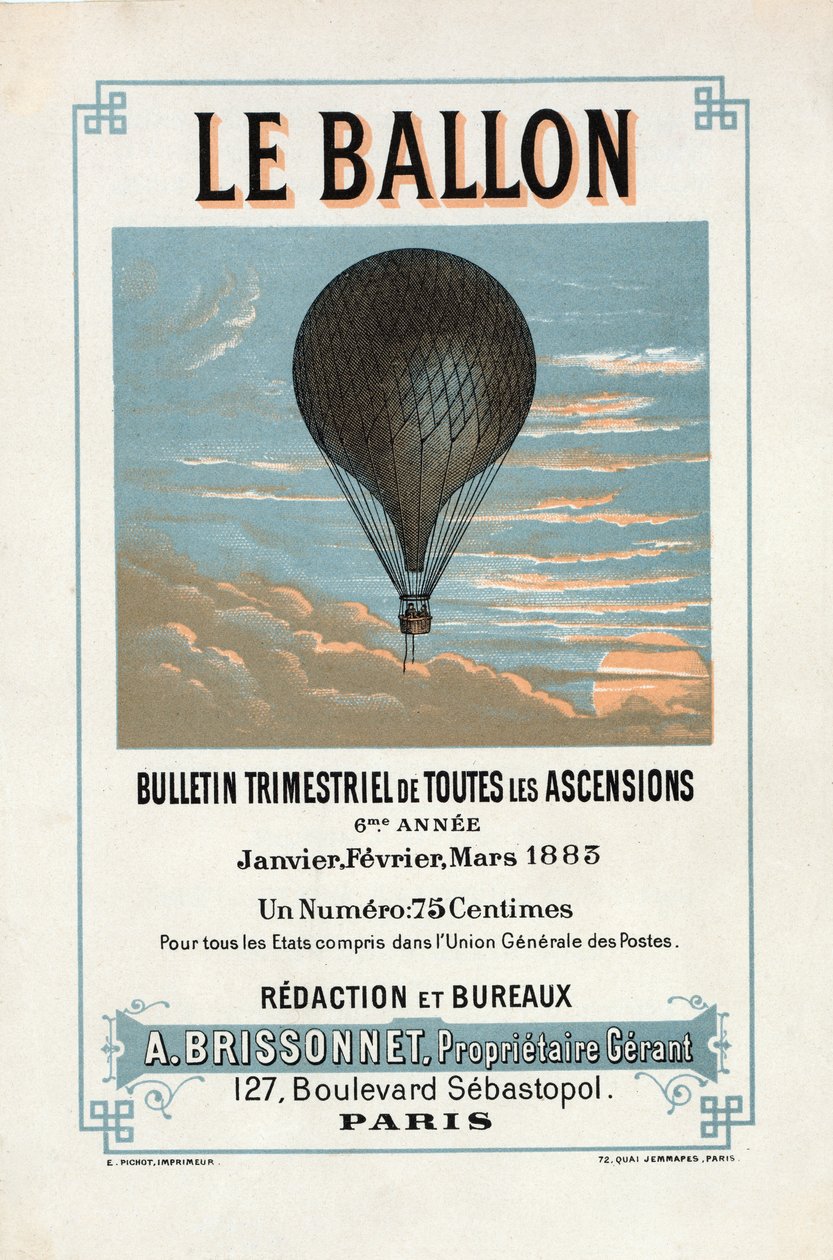 Publicité pour Le Ballon, janvier, février, mars 1883, pub. 1883 - French School