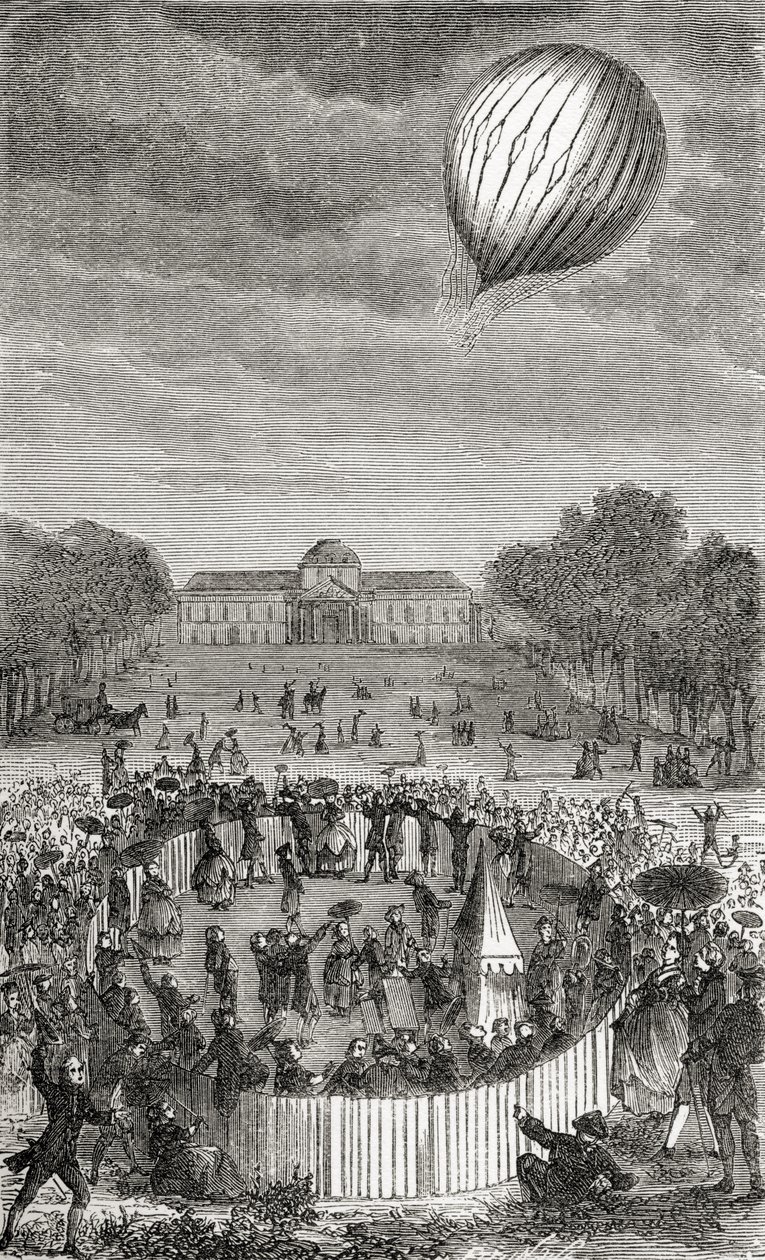Ascension du ballon de Charles au-dessus du Champ de Mars, de 