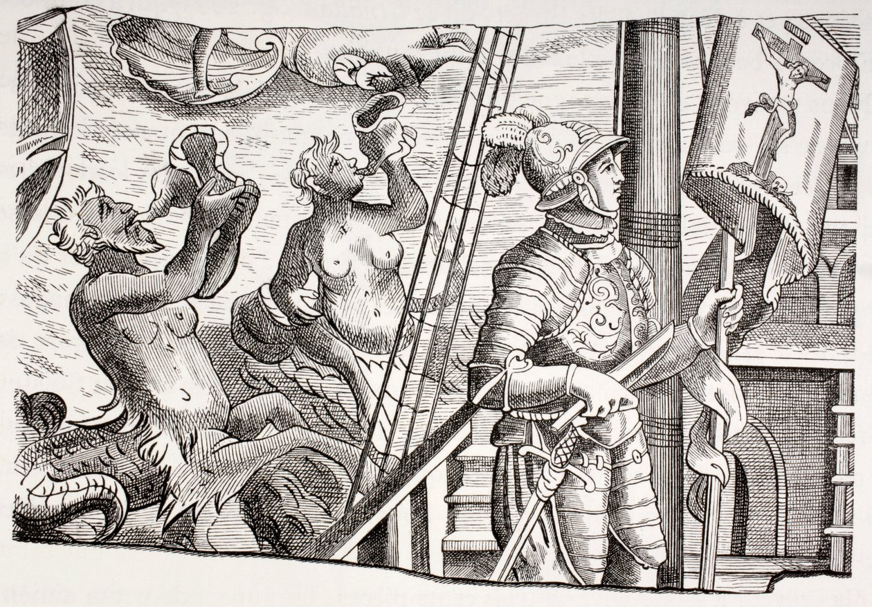 Christophe Colomb à bord de son navire la Santa Maria lors de son premier voyage vers le Nouveau Monde, extrait de 