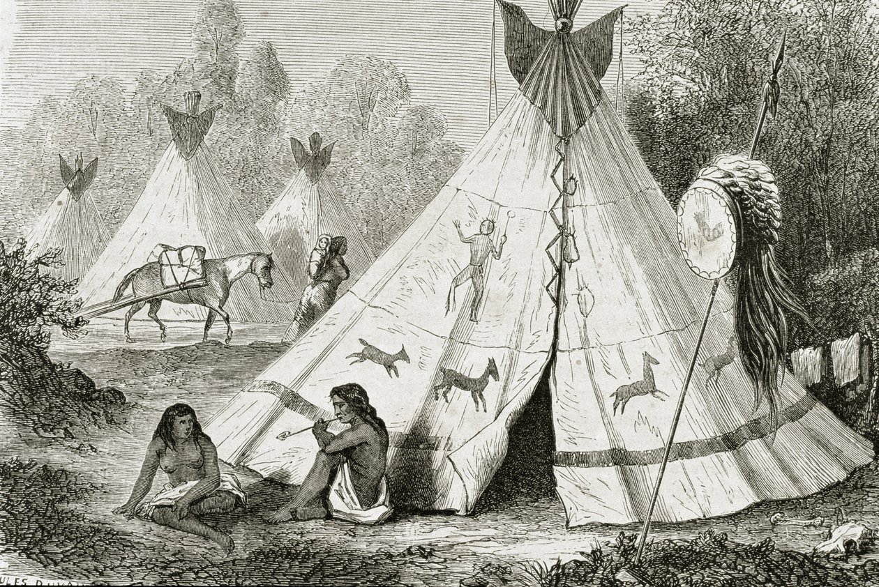 Camp indien Comanche dans les années 1850, de 