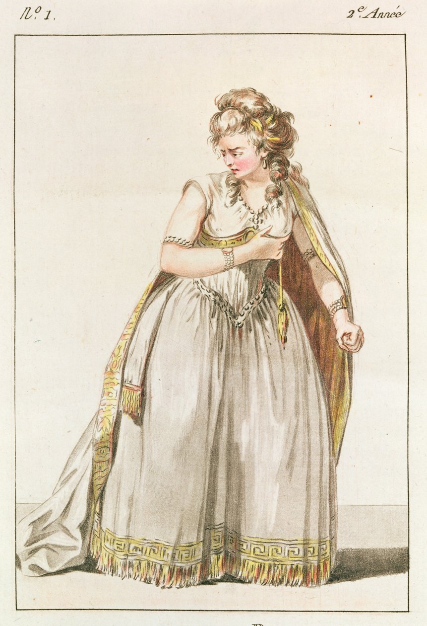 Costume de Madame Vestris dans le rôle de Pauline dans Polyeucte, Acte IV, 1786 - French School