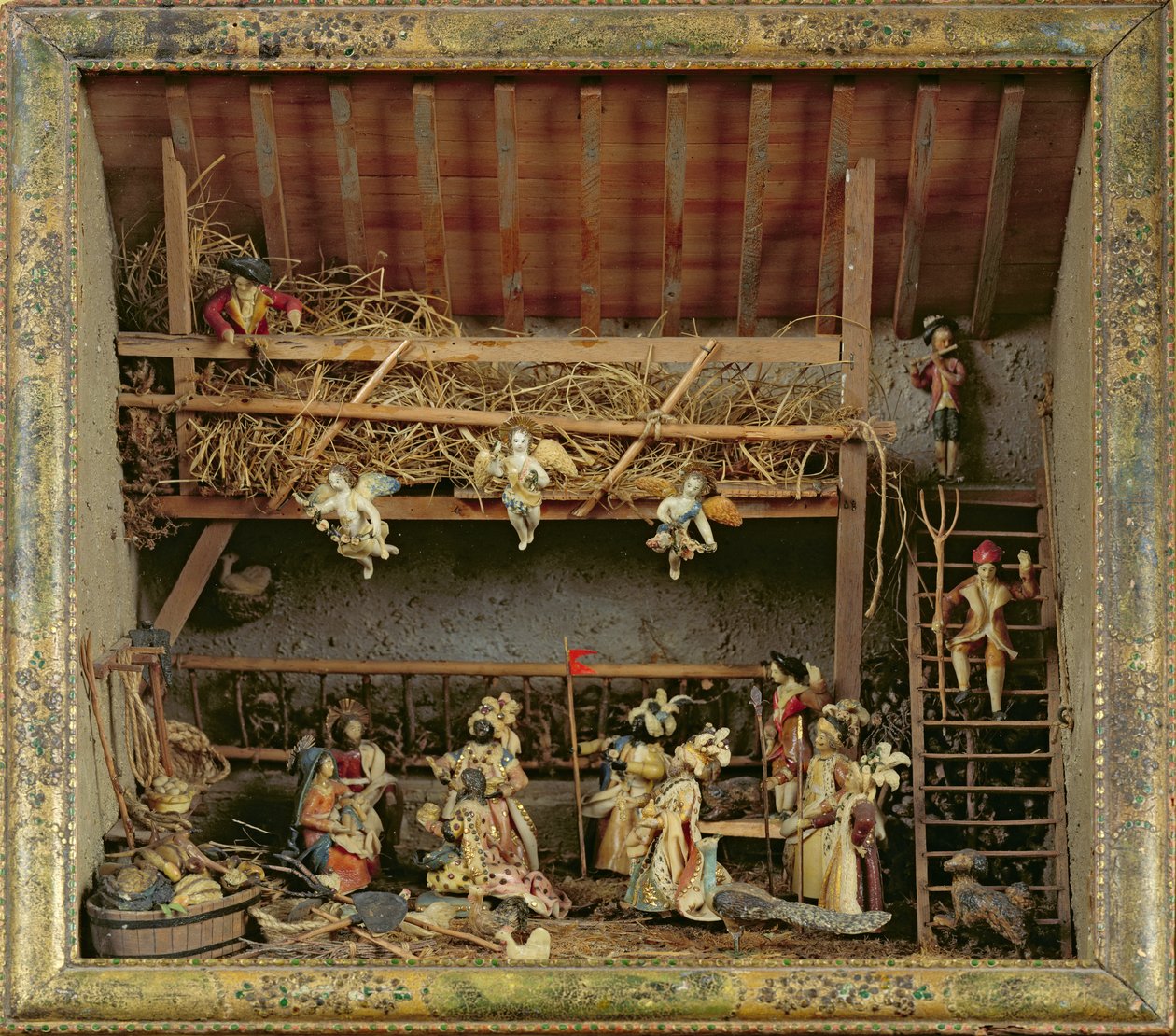 Crèche avec des figurines en pain - French School