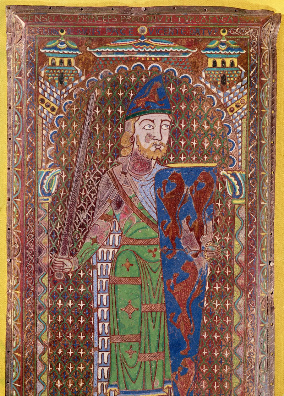 (détail) de la plaque tombale de Geoffrey Plantagenet, c.1151-55 (émail sur cuivre doré) - French School