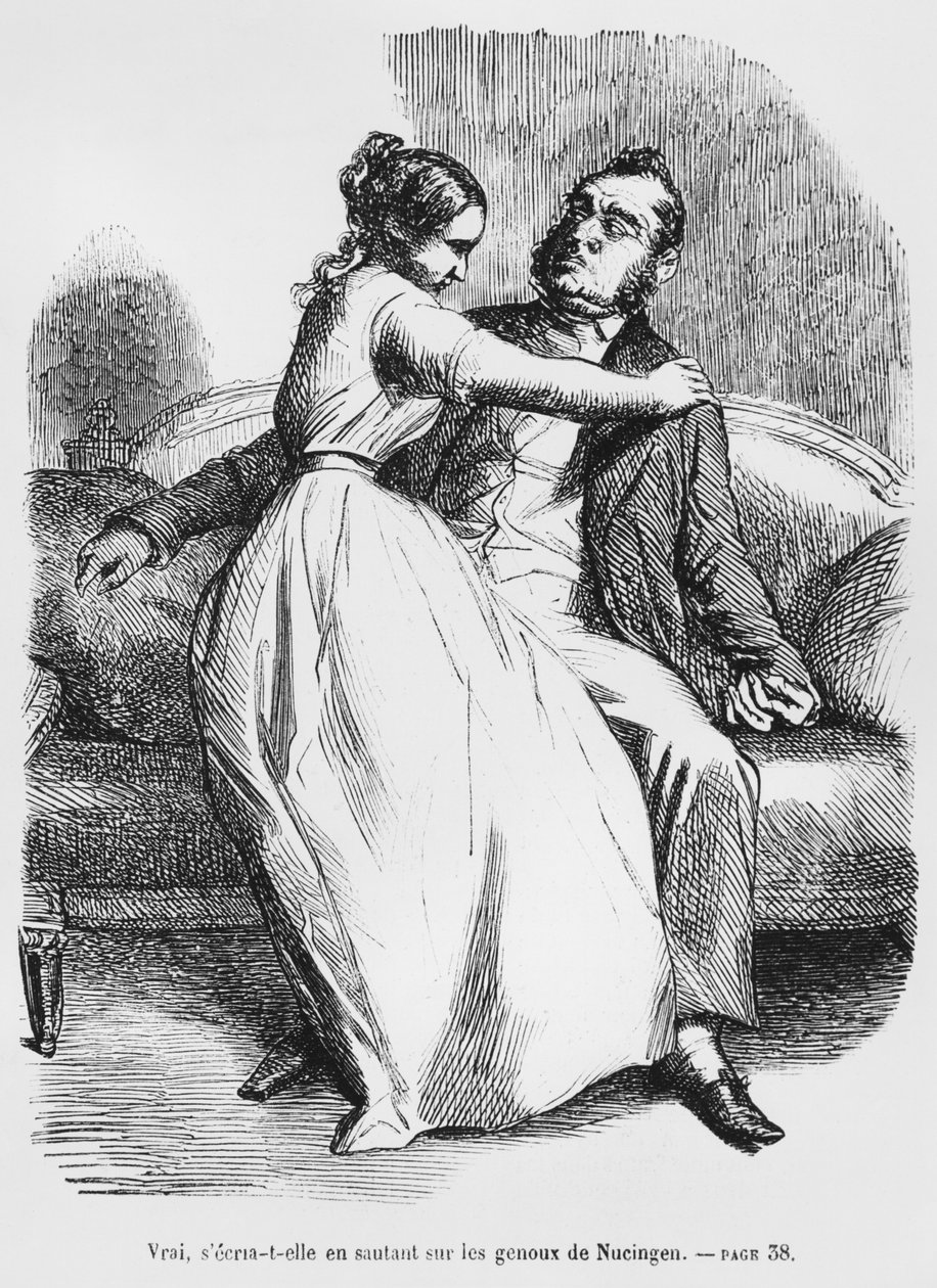Esther van Gobseck et le baron de Nucingen, illustration de Splendeurs et Misères des Courtisanes par Honoré de Balzac, publié en 1867 - French School