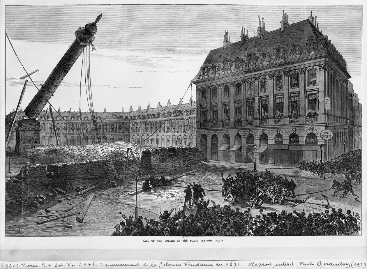 Chute de la colonne de la Place Vendôme, Paris, 1871 - French School