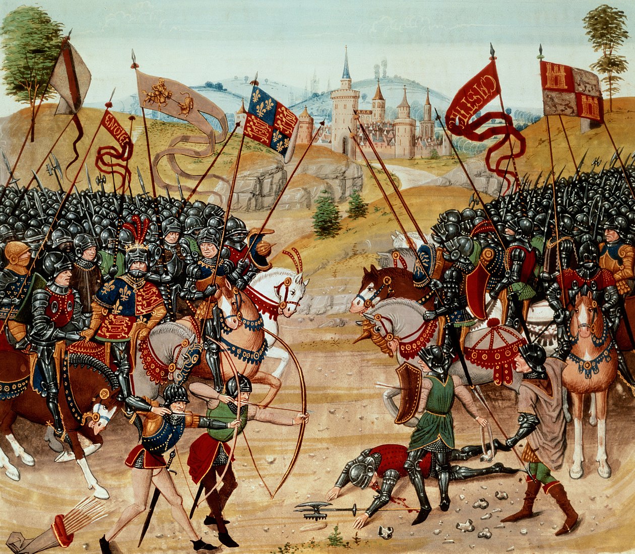 Fr 2643 f.312v Bataille de Najera, 1367, de la Chronique de Froissart - French School