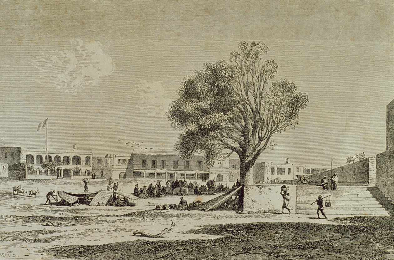 Île de Gorée, Sénégal, dans les années 1860, gravée par Charles Maurand - French School